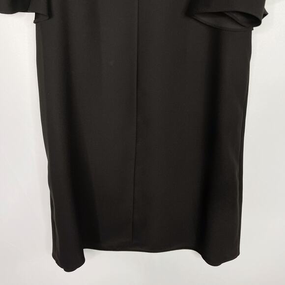 Kate Spade Small S Black Ruffled Crepe Cold Shoulder Dress LBD Cocktail Shift - Picture 7 of 12